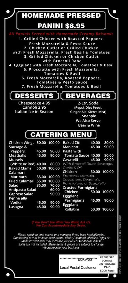 Deanna's Pizzeria & Restaurant меню