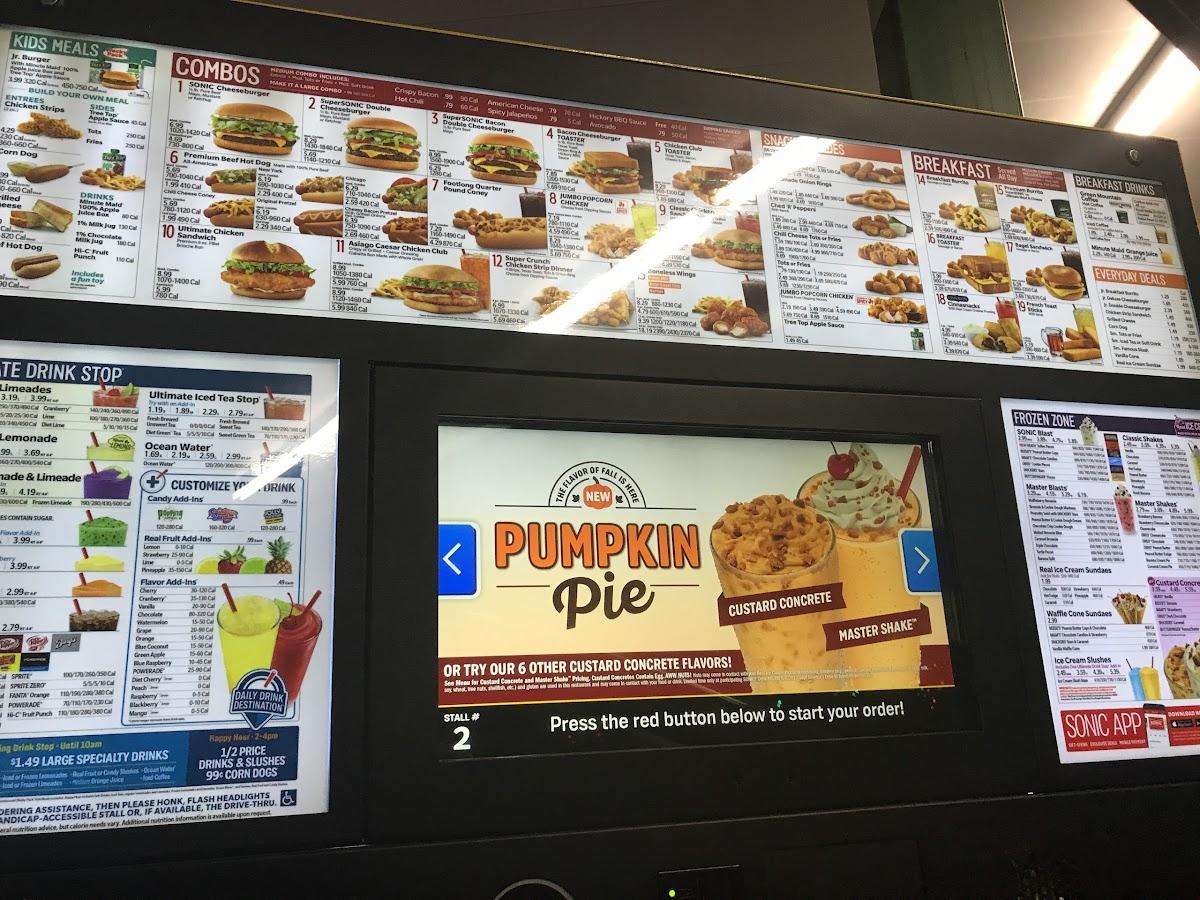Sonic Drive-In меню