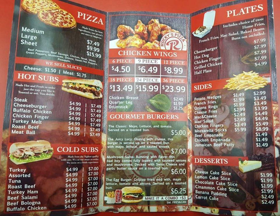 Rocky's Pizza меню