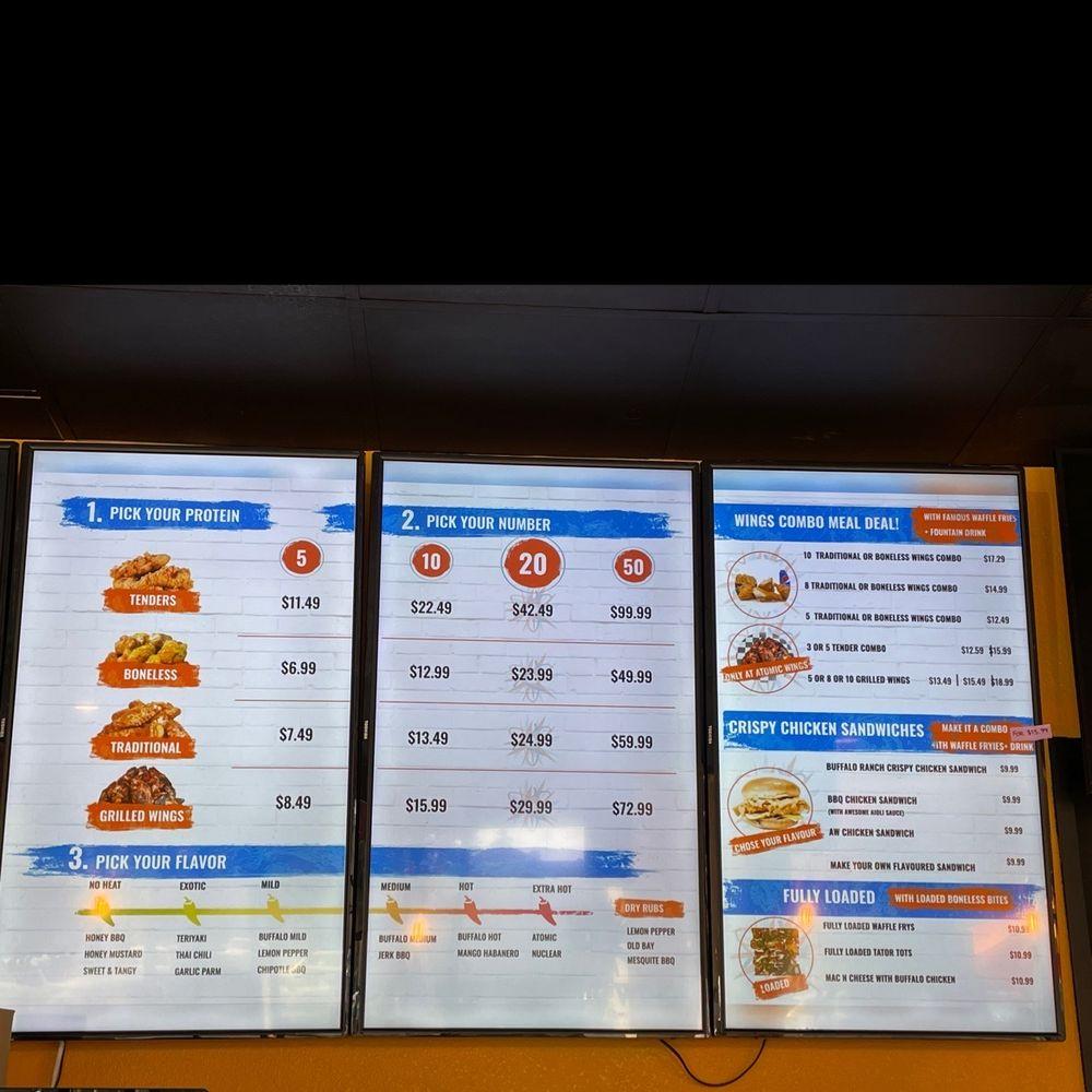 Atomic Wings меню