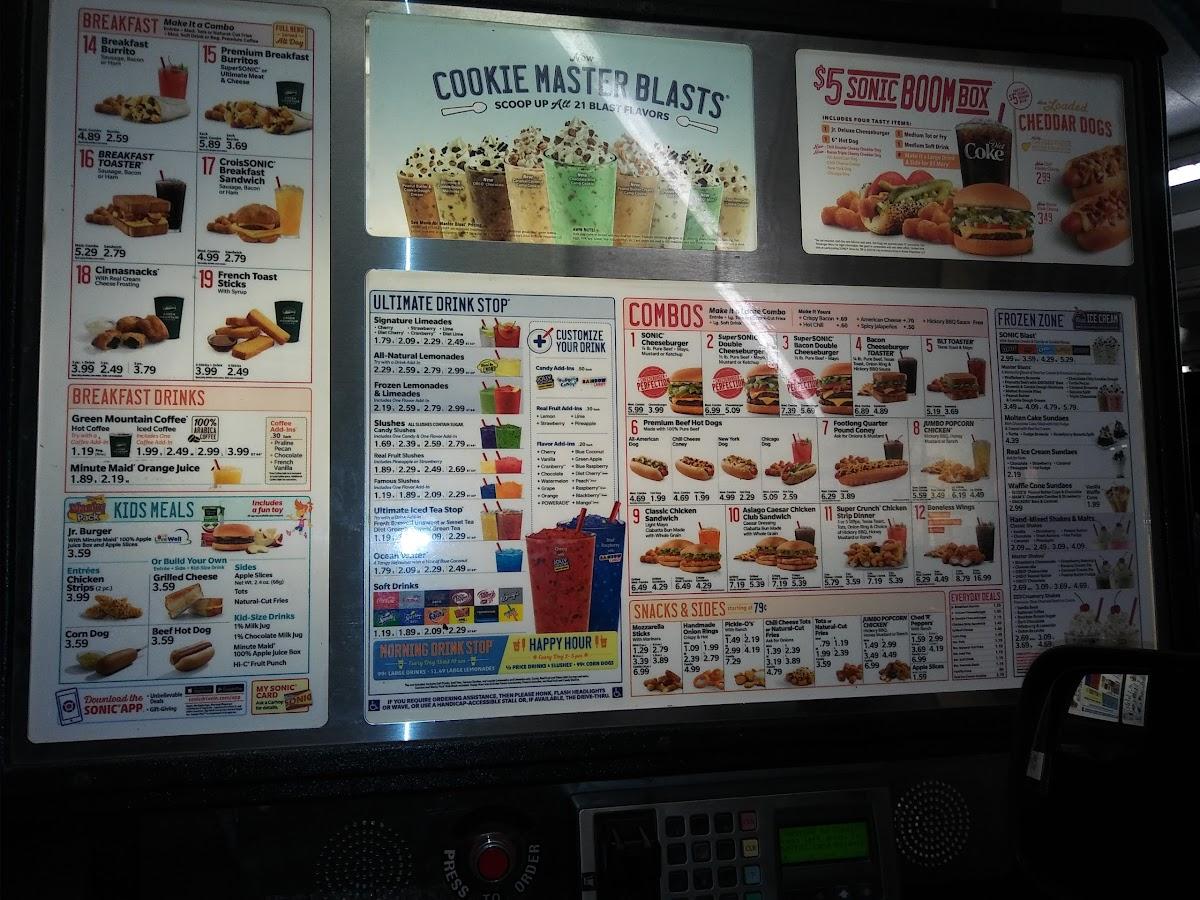 Sonic Drive-In меню