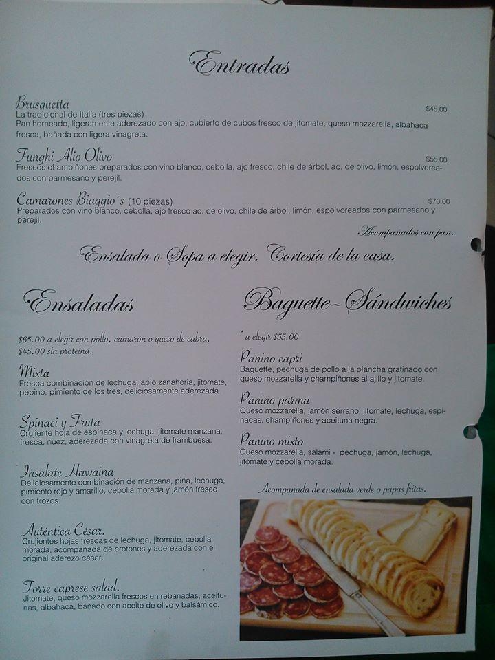 Biaggios Ristorante Italian меню