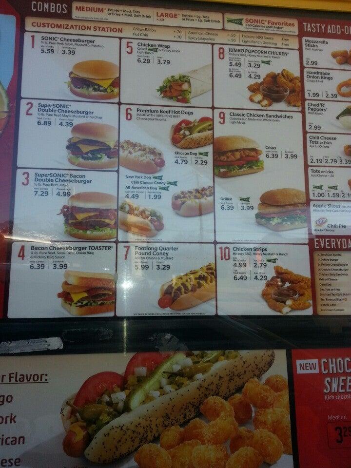 Sonic Drive-In меню