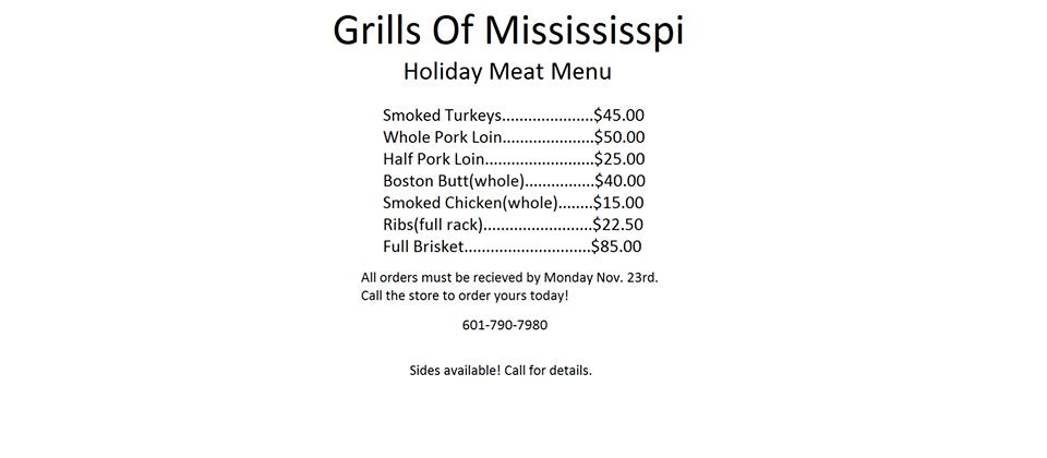 Grills of Mississippi меню