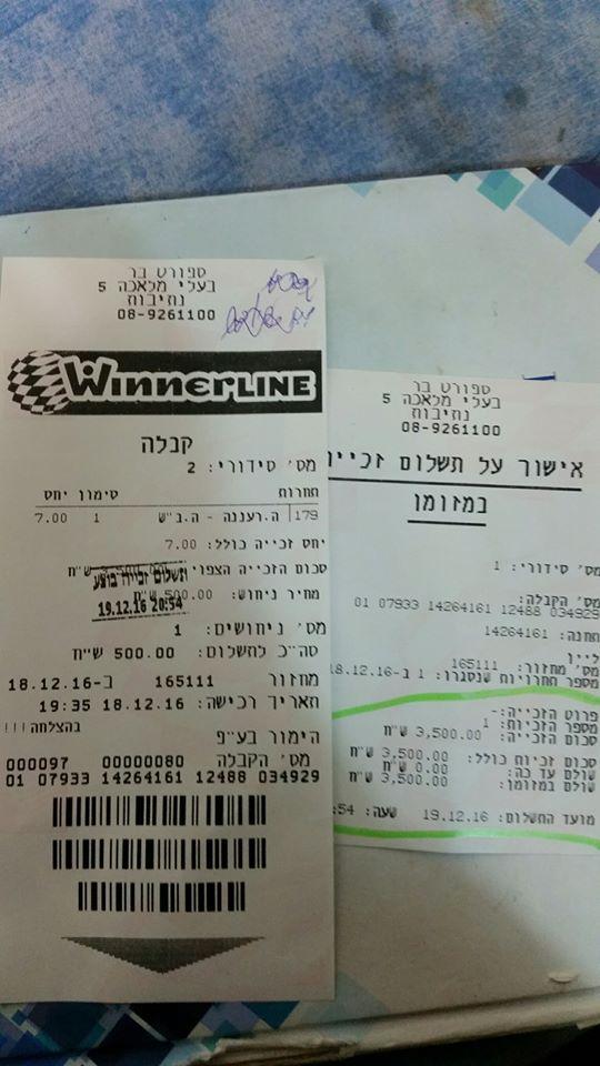 ספורט בר בנתיבות меню
