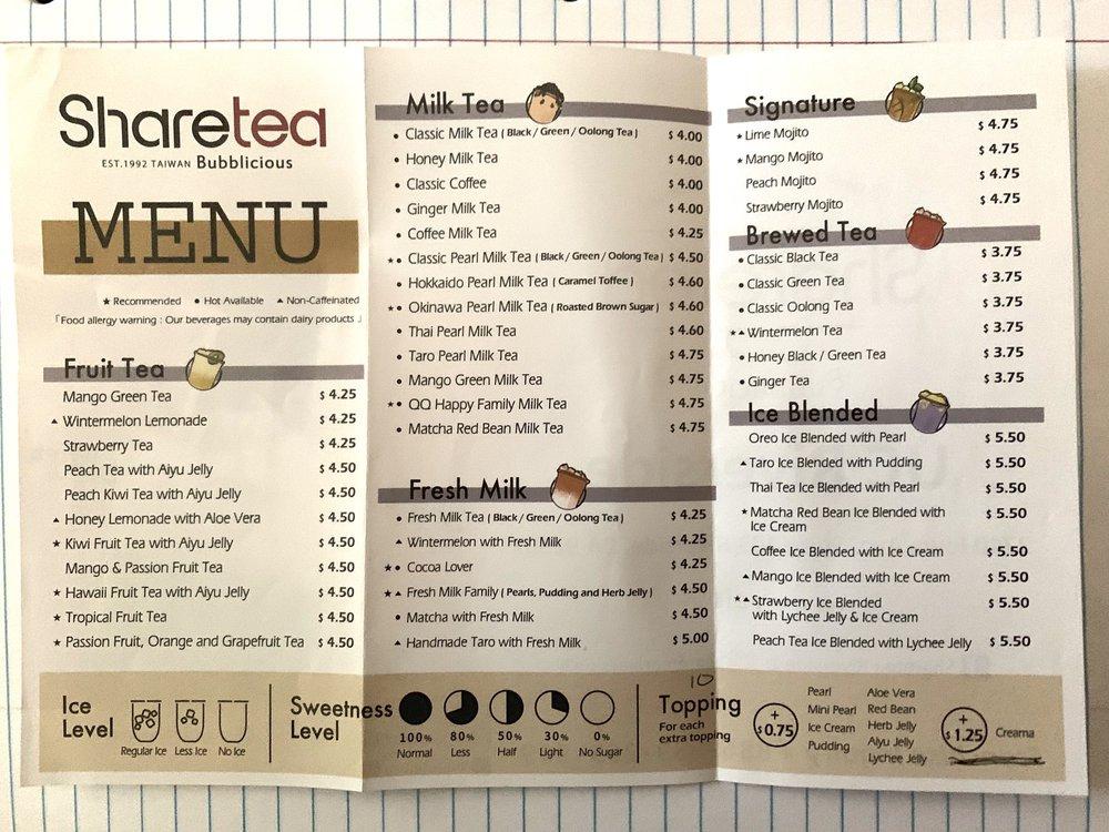 Sharetea меню